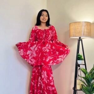 Rose Bloom Georgette Co-ord Set