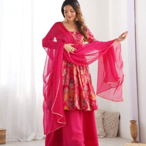 Digital Printed Silk Designer Palazzo Suit With Dupatta